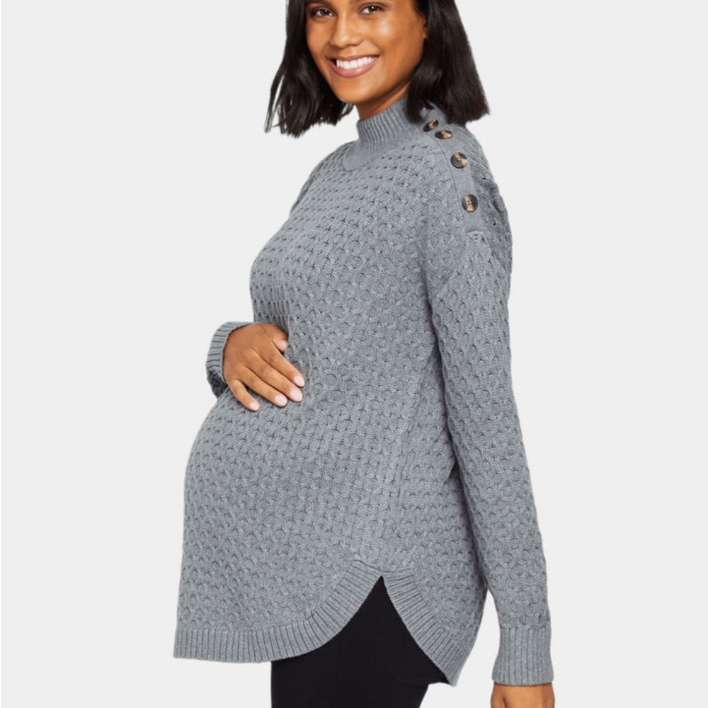 NWT Motherhood Maternity Sweater Gray Cozy Pregnancy Casual